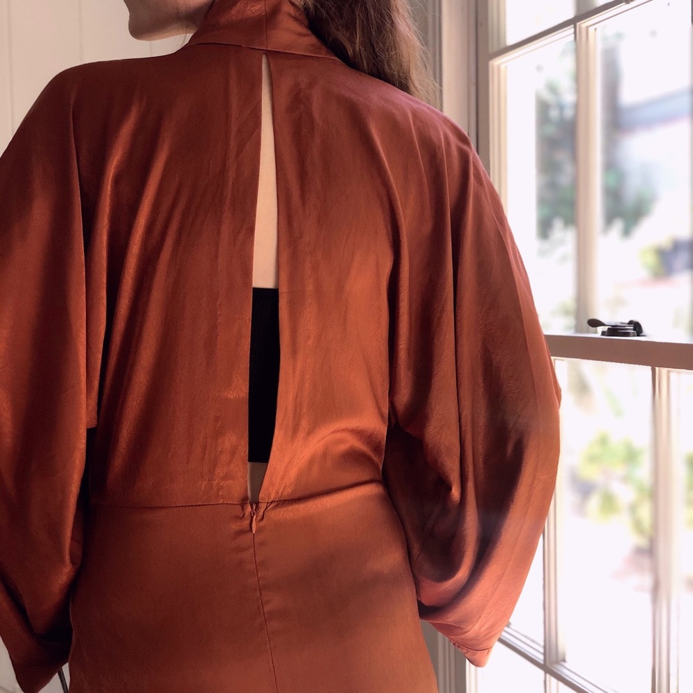 Rust Kimono Inspired Mini Dress - Picture 7 of 7